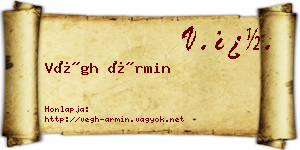 Végh Ármin névjegykártya